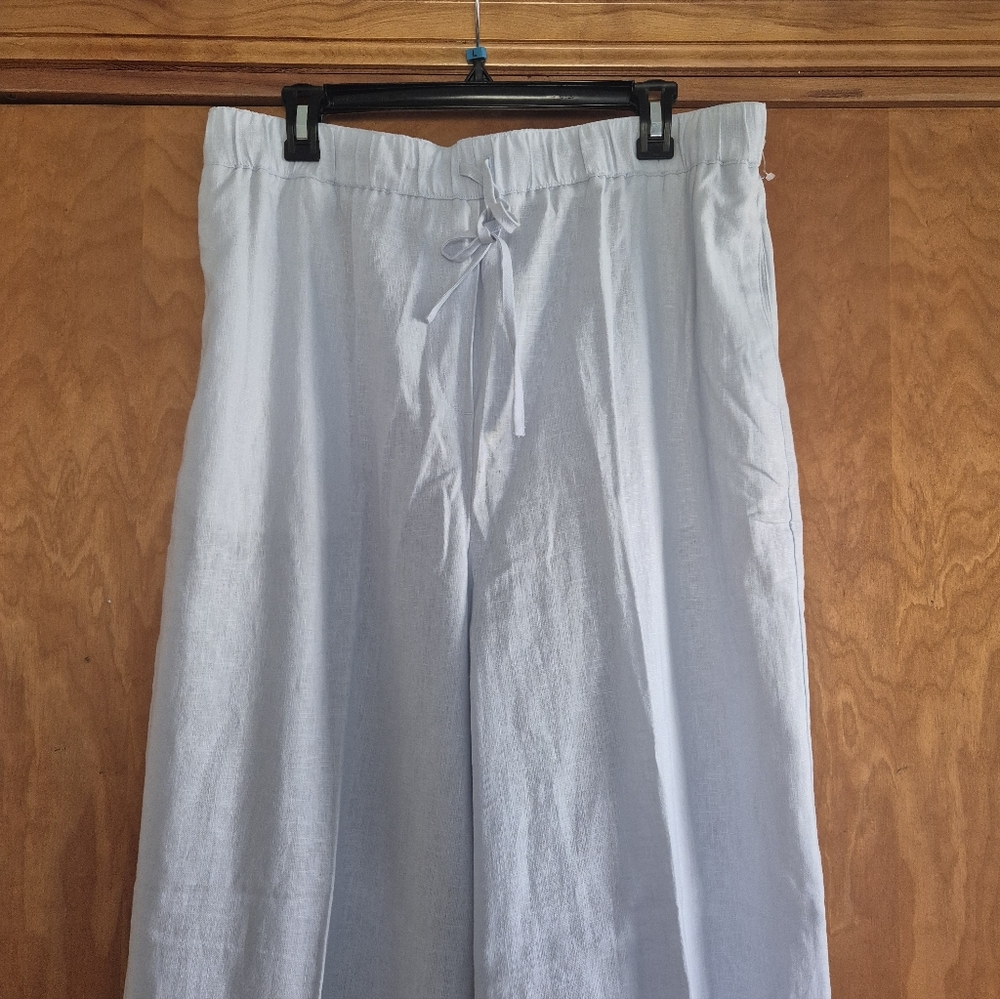 Calvin Klein Light Blue Wide-Leg Drawstring Pants, Size L - Picture 9 of 16